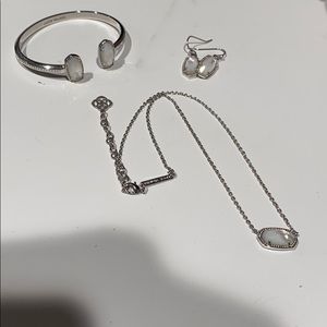 Kendra Scott Silver/ Mother of Pearl Jewelry set